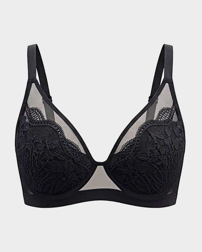 Unlined Lace Underwire Minimizer Bra