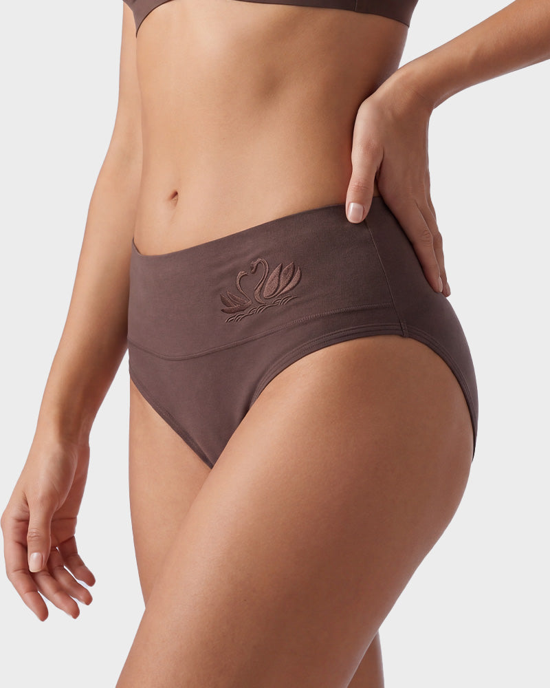 4 Pack Swan Embroidery High Waist Seamless Briefs