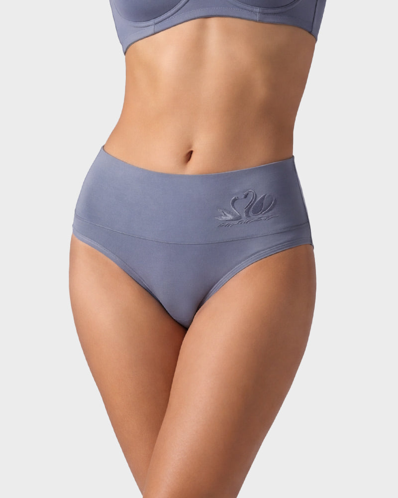 4 Pack Swan Embroidery High Waist Seamless Briefs