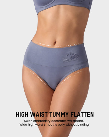 4 Pack Swan Embroidery High Waist Seamless Briefs