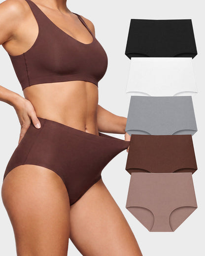5-Pack No-Show High-Waisted Seamless Briefs