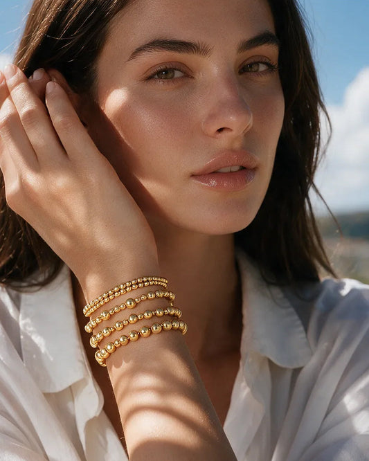 5-Piece Waterproof Beaded Stretch Bracelet Set