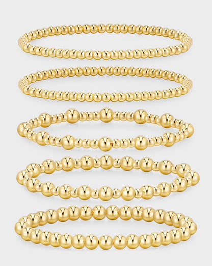 5-Piece Waterproof Beaded Stretch Bracelet Set