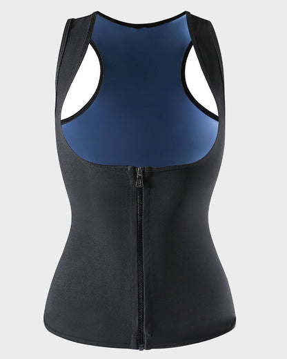 Open Bust Zipper Sauna Suit Tank Top