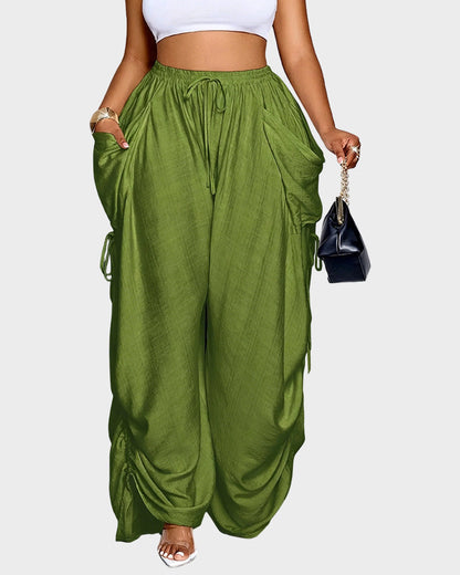 Adjustable Side-Drawstring Wide-Leg Pants