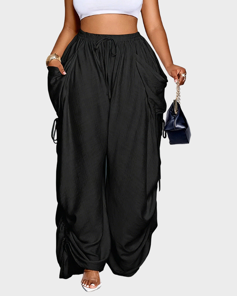 Adjustable Side-Drawstring Wide-Leg Pants