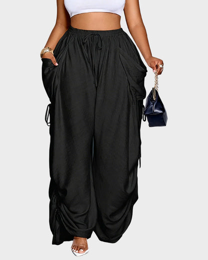 Adjustable Side-Drawstring Wide-Leg Pants