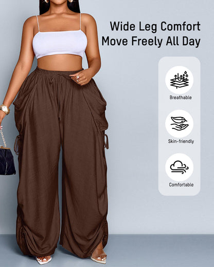 Adjustable Side-Drawstring Wide-Leg Pants