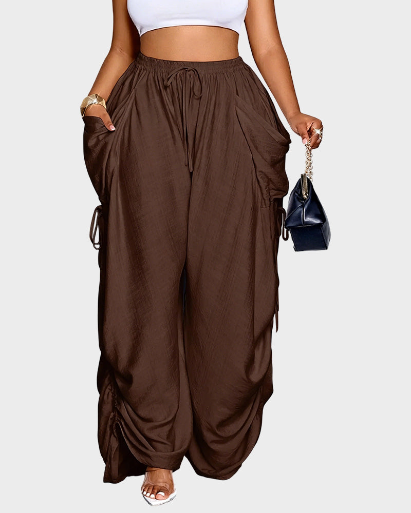 Adjustable Side-Drawstring Wide-Leg Pants