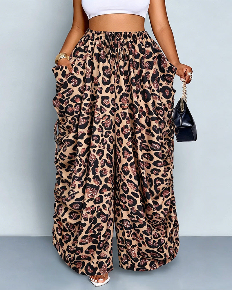 Adjustable Side-Drawstring Wide-Leg Pants