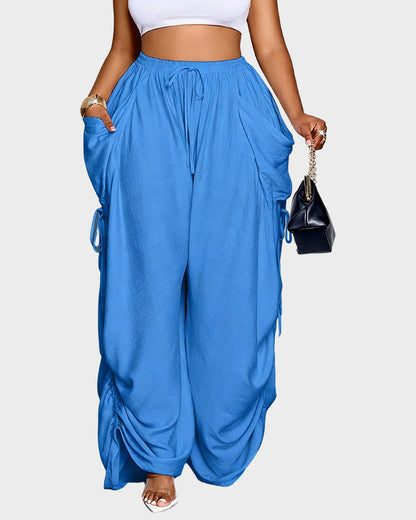 Adjustable Side-Drawstring Wide-Leg Pants