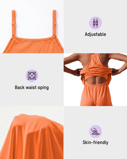 Adjustable Strap Active Mini Dress with Built-In Shorts & Pockets