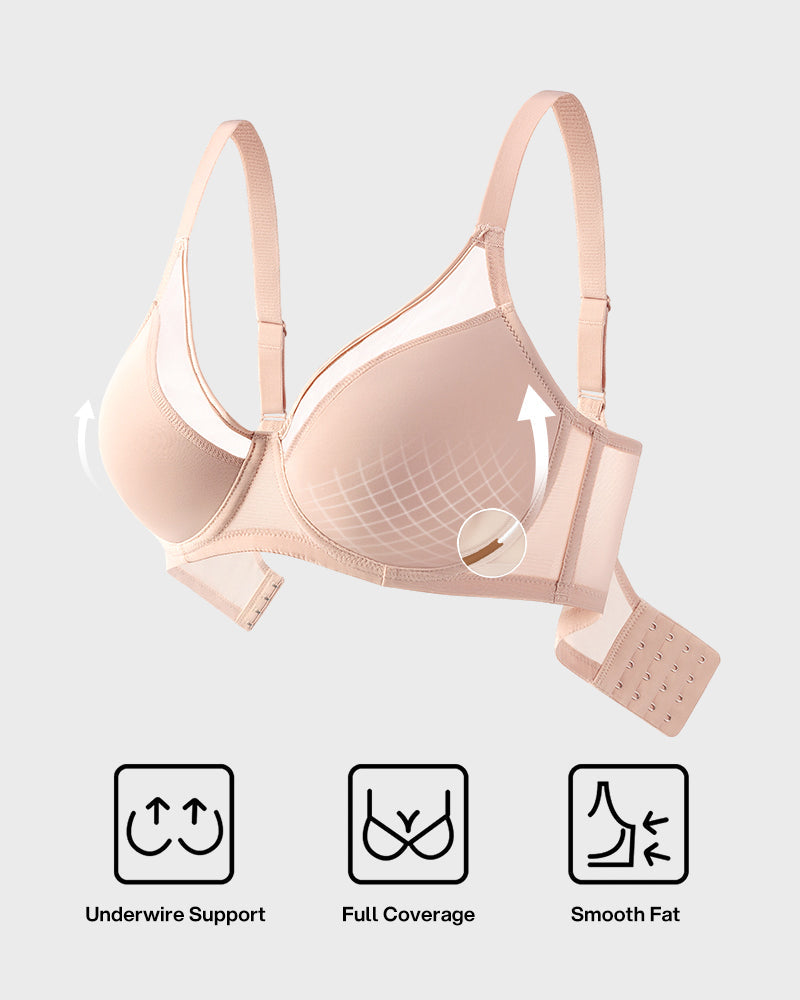 Breathable Mesh Minimizer Support Bra