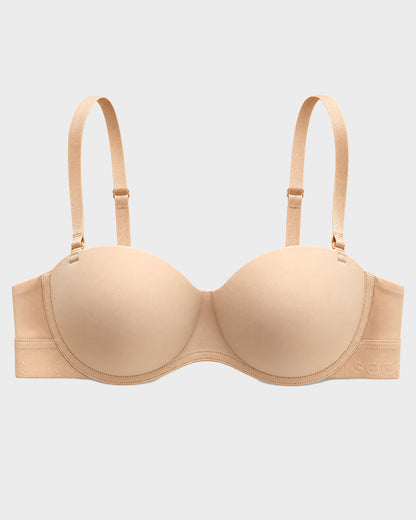 Convertible Strapless Half-Cup Wireless Push-Up Bra