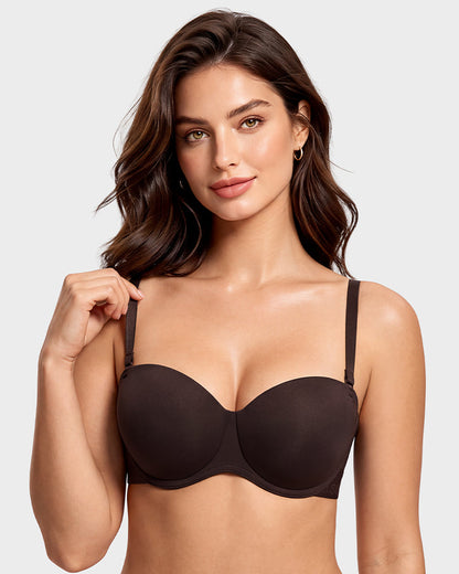Convertible Strapless Half-Cup Wireless Push-Up Bra