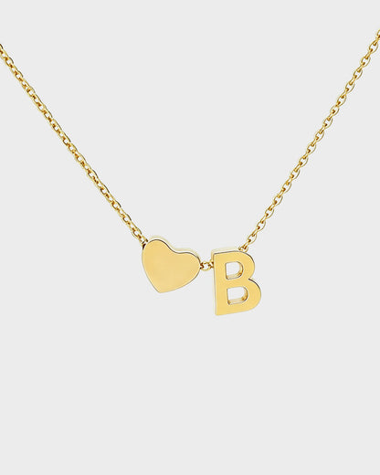 Dainty Heart Initial Necklace