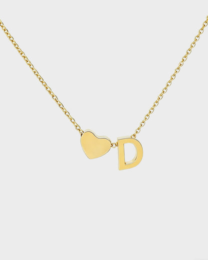 Dainty Heart Initial Necklace