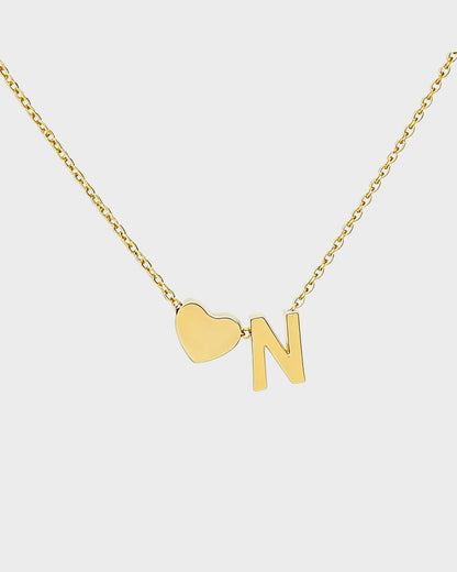 Dainty Heart Initial Necklace