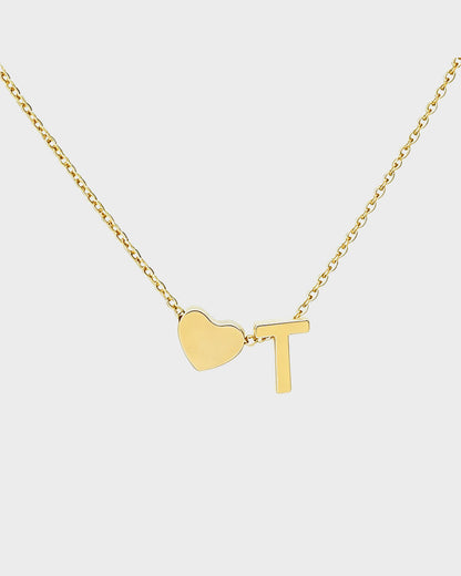 Dainty Heart Initial Necklace