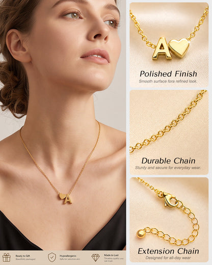 Dainty Heart Initial Necklace