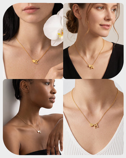 Dainty Heart Initial Necklace