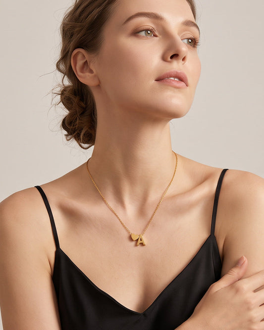 Dainty Heart Initial Necklace
