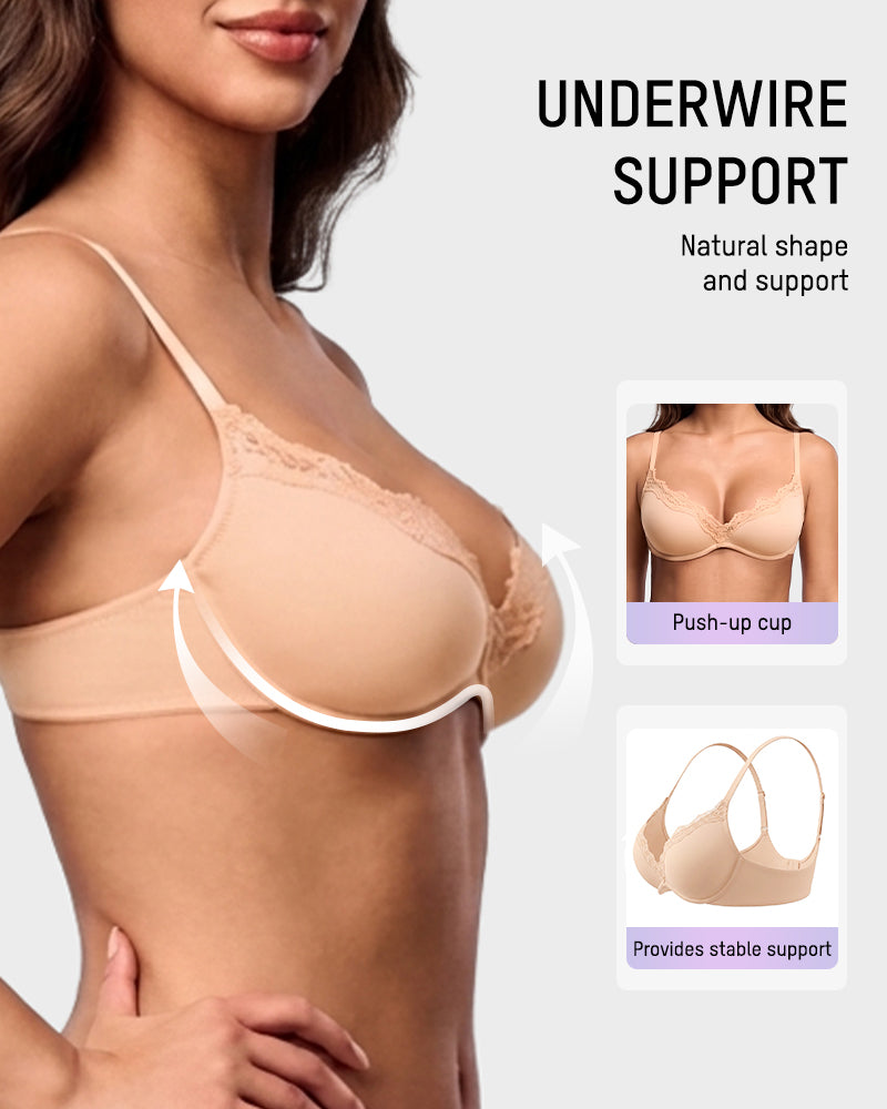 Deep V Lace Push-Up Bra