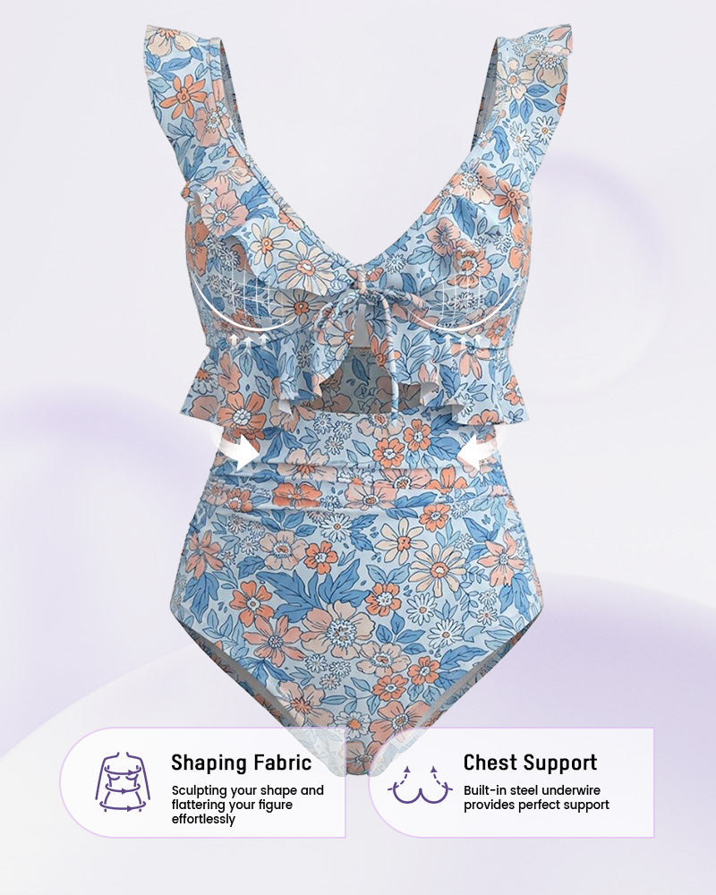 Flirty V-Neck One-Piece Swimsuit