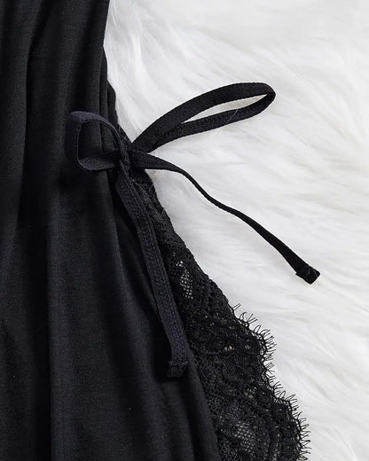 Flirty Sheer Lace Side Slit Babydoll Set