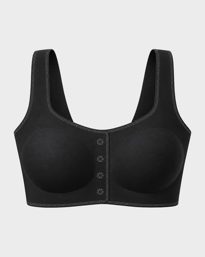Front-Closure Square-Neck Breathable Minimizer Bra