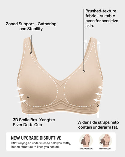 Full-Coverage Wireless V-Neck Support Bra