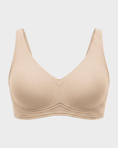 Full-Coverage Wireless V-Neck Support Bra