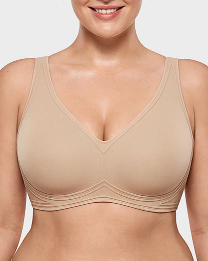 Full-Coverage Wireless V-Neck Support Bra