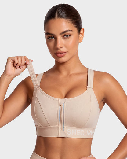High-Impact Adjustable Zip-Front Sports Bra