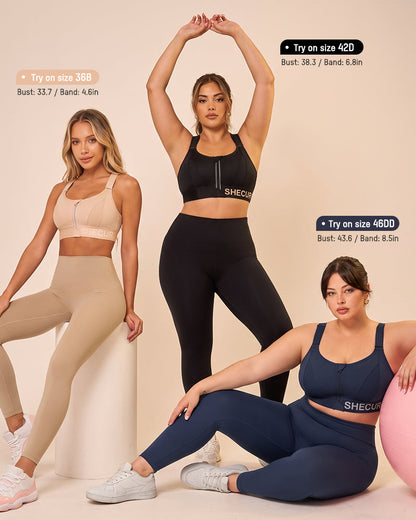 High-Impact Adjustable Zip-Front Sports Bra