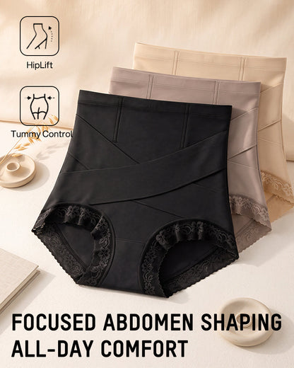 High-Waisted Crisscross Tummy-Control Butt-Lift Briefs(3 Pack)