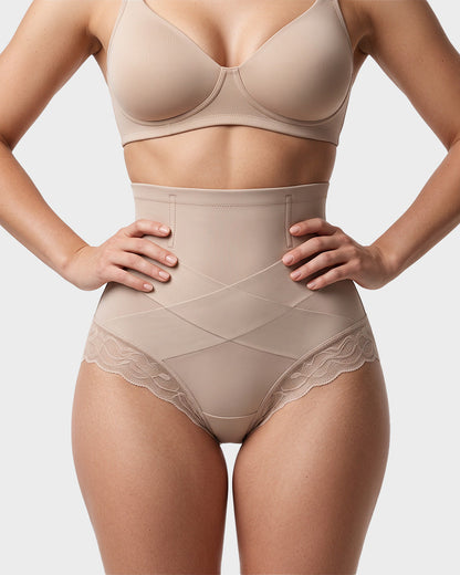 High-Waisted Crisscross Tummy-Control Butt-Lift Briefs(3 Pack)