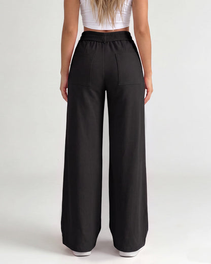 High-Waisted Drawstring Wide-Leg Pants
