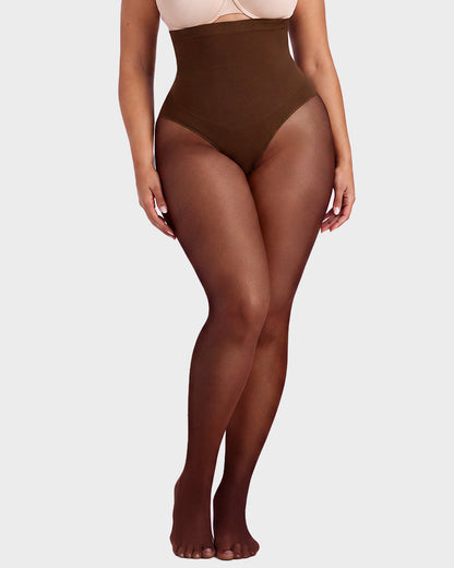High-Waisted Floral Lace Shaping Tights