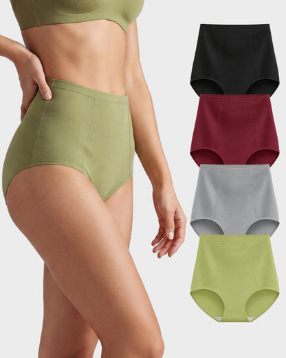 High Waist Tummy Control Cotton Briefs(4 Pack)