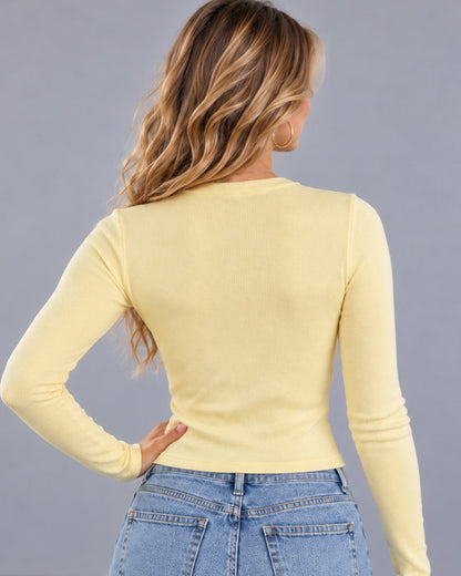 Lightweight Ribbed Button-Front Cardigan