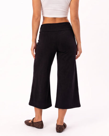 Low-Rise Foldover-Waist Gaucho Pants