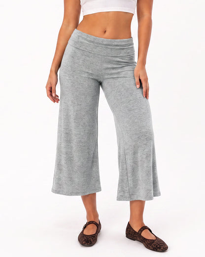 Low-Rise Foldover-Waist Gaucho Pants