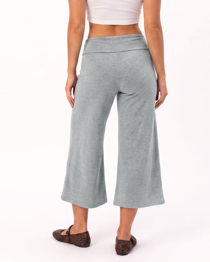 Low-Rise Foldover-Waist Gaucho Pants