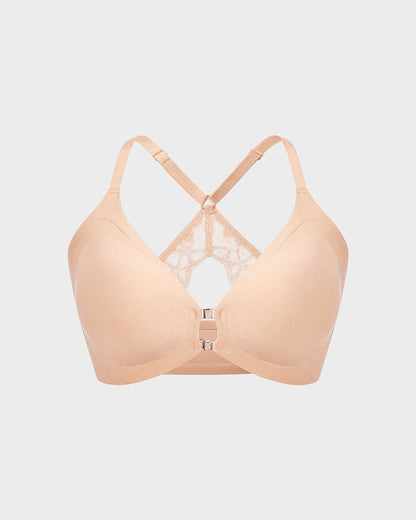 Magnetic Front-Closure Lace Racerback Bra