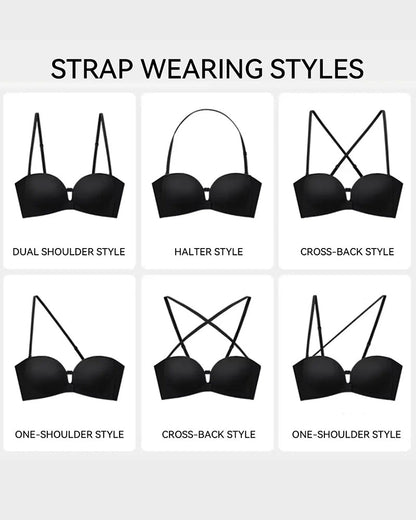 No-Slip Front Closure Push-Up Strapless Bra