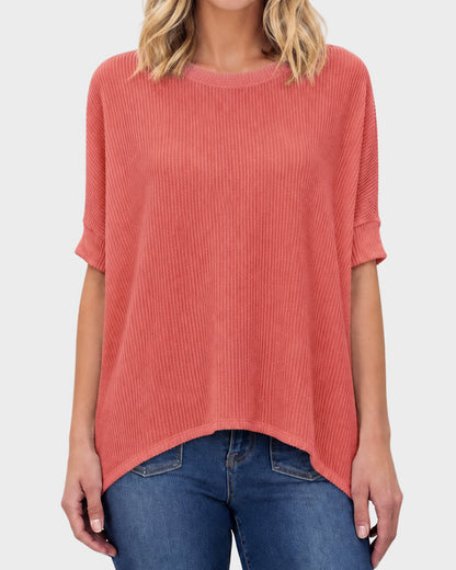 Oversized Ribbed Dolman Sleeve Top