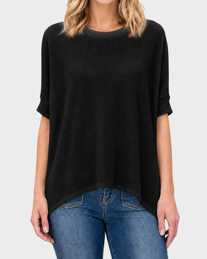 Oversized Ribbed Dolman Sleeve Top
