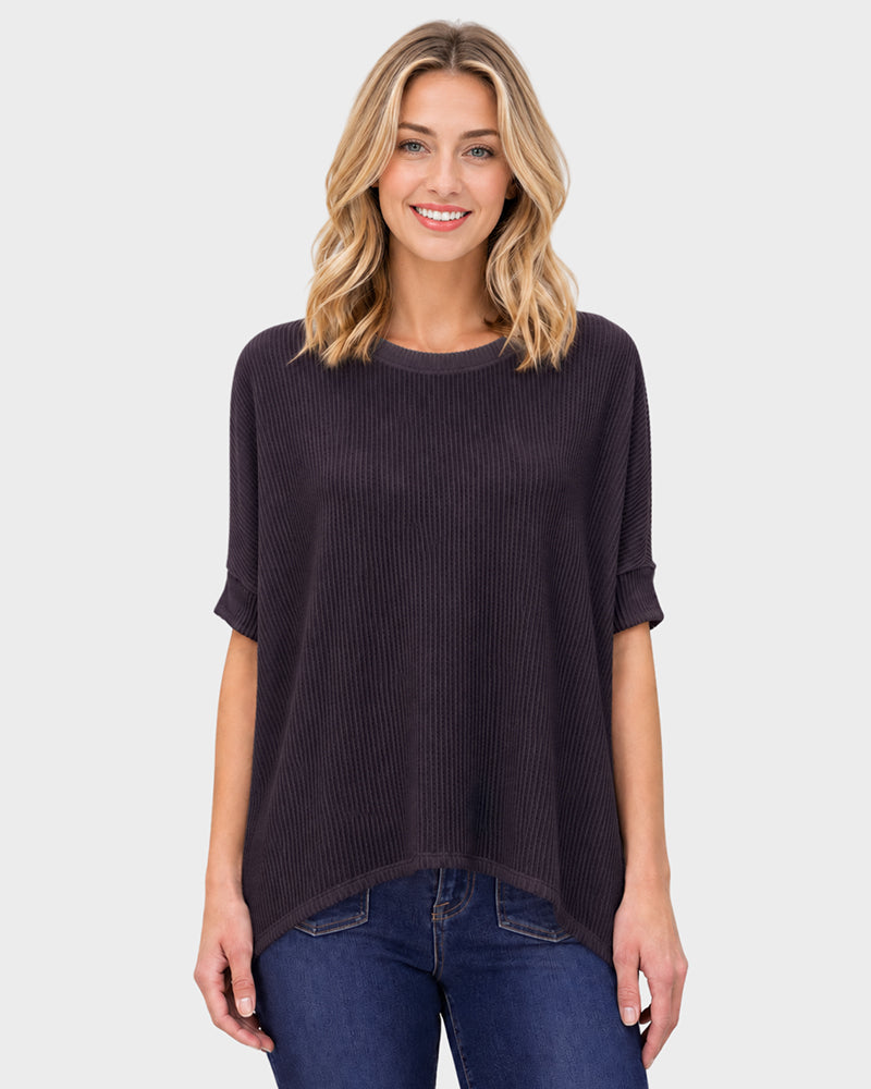 Oversized Ribbed Dolman Sleeve Top