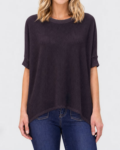 Oversized Ribbed Dolman Sleeve Top